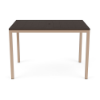 42 x 60 Coastal rectangular commercial patio bar table with Textured Antique Beige aluminum frame and Northeastern Walnut MGP tabletop