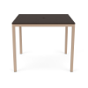 48-inch Coastal square commercial patio bar table with Textured Antique Beige aluminum frame and Northeastern Walnut MGP tabletop