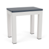 12 x 18 Coastal rectangular commercial patio side table with Sky White aluminum frame and Navy MGP tabletop