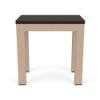 12 x 18 Coastal rectangular commercial patio side table with Textured Antique Beige aluminum frame and Northeastern Walnut MGP tabletop