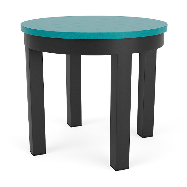20-inch Coastal round commercial patio side table with Starlight Black aluminum frame and Aruba MGP tabletop