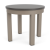 20-inch Coastal round commercial patio side table with Satin Amber aluminum frame and Grey MGP tabletop
