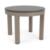 24-inch Coastal round commercial patio side table with Satin Amber aluminum frame and Grey MGP tabletop