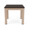 20-inch Coastal square commercial patio side table with Textured Antique Beige aluminum frame and Northeastern Walnut MGP tabletop