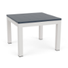 24-inch Coastal square commercial patio side table with Sky White aluminum frame and Navy MGP tabletop