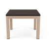 24-inch Coastal square commercial patio side table with Textured Antique Beige aluminum frame and Northeastern Walnut MGP tabletop