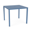 48-inch Coastal square aluminum commercial patio bar table in Steel Blue with decorative Bubble pattern tabletop and umbrella hole