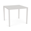 48-inch Coastal square aluminum commercial patio bar table in Sky White with solid tabletop and centered umbrella hole