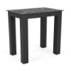 12 x 18 Coastal rectangular aluminum commercial patio side table in Starlight Black with geometric Slat pattern tabletop