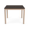 42" Coastal square aluminum commercial patio dining table with Textured Antique Beige frame, Northeastern Walnut MGP slat top, and umbrella hole
