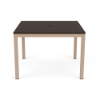42" Coastal square aluminum commercial patio dining table with Textured Antique Beige frame, Northeastern Walnut MGP slat top, and umbrella hole