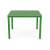 42" Coastal square aluminum patio dining table in lime green with decorative bubble-pattern tabletop and center umbrella hole