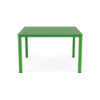 48" Coastal square aluminum commercial patio dining table in Lime Green with bubble-pattern perforated tabletop and center umbrella hole