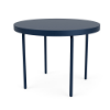 20" Sundance Straight round commercial aluminum patio side table with Deep Blue Metallic finish, solid round top, and straight legs