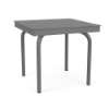 20" Sundance Standard square commercial aluminum patio side table with Slate Grey finish, curved legs, and smooth Solid tabletop