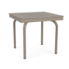 20" Sundance Standard square commercial aluminum patio side table with Satin Amber finish, curved legs, and Cube pattern tabletop