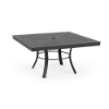 36" Universal aluminum square commercial patio coffee table in Starlight Black with slatted tabletop design and curved four-leg base