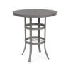 36" Universal aluminum round commercial patio bar table in Titanium Gray with cube-pattern perforated tabletop and four-leg base