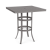 36" Universal aluminum square commercial patio bar table in Titanium Gray with cube-pattern perforated tabletop and four-leg base