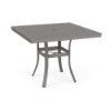 36" Universal aluminum square commercial patio dining table in Titanium Gray with Cube patterned tabletop, umbrella hole, and curved four-leg base