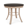 20" Universal round commercial patio side table with Northeastern Walnut MGP top and Textured Antique Beige aluminum frame