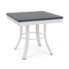 20" Universal square commercial patio side table with Navy MGP top and Sky White aluminum frame