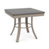 20" Universal square commercial patio side table with Grey MGP top and Satin Amber aluminum frame