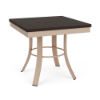 20" Universal square commercial patio side table with Northeastern Walnut MGP top and Textured Antique Beige aluminum frame