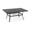 42" x 60" Universal aluminum rectangular commercial patio dining table in Starlight Black with Slat patterned tabletop and center umbrella hole
