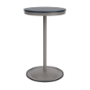24" round bistro commercial bar table with Platinum pedestal base and Navy slatted MGP tabletop