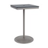 24" square bistro commercial bar table with Platinum pedestal base and Navy slatted MGP tabletop
