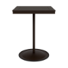 30" square bistro commercial bar table with Coffee Bean pedestal base and Northeastern Walnut slatted MGP tabletop