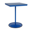 30" square bistro commercial bar table with Marina pedestal base and Royal Blue slatted MGP tabletop