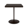 36" square bistro commercial bar table with Coffee Bean pedestal base and Northeastern Walnut slatted MGP tabletop