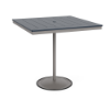 42" square bistro commercial bar table with Platinum pedestal base and Navy slatted MGP tabletop