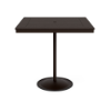 42" square bistro commercial bar table with Coffee Bean pedestal base and Northeastern Walnut slatted MGP tabletop