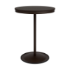 30" round bistro commercial bar table with Coffee Bean pedestal base and Northeastern Walnut slatted MGP tabletop