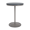 30" round bistro commercial bar table with Platinum pedestal base and Navy slatted MGP tabletop