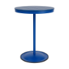 30" round bistro commercial bar table with Marina pedestal base and Royal Blue slatted MGP tabletop