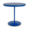 42" round bistro commercial bar table with Marina pedestal base and Royal Blue slatted MGP tabletop