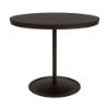 48" round bistro commercial bar table with Coffee Bean pedestal base and Northeastern Walnut slatted MGP tabletop