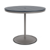 48" round bistro commercial bar table with Platinum pedestal base and Navy slatted MGP tabletop