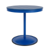 30" round bistro commercial dining table with Marina pedestal base and Royal Blue slatted MGP tabletop
