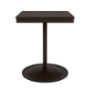 24" square bistro commercial dining table with Coffee Bean pedestal base and Northeastern Walnut slatted MGP tabletop