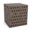 16" square commercial side table in Textured Espresso with geometric square cutouts across the front and side panels