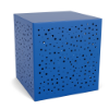 16" square commercial side table in Marina blue with assorted circular bubble cutouts on the front and side panels