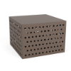 24" square pattern cut-out commercial side table in textured espresso with repeating square cube-style cutouts