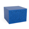 24" square pattern cut-out commercial side table in blue with decorative bubble-style circular cutouts