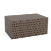 26" x 40" rectangular pattern cut-out commercial coffee table in textured espresso with repeating square cube-style cutouts