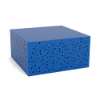 36" rectangular pattern cut-out commercial coffee table in Marina blue with decorative bubble-style circular cutouts